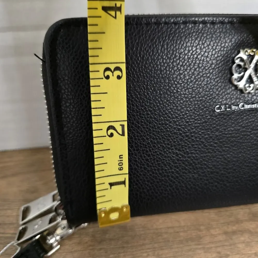 CXL by Christian Lacroix Brandy Pebble Double Zipper Wallet Black NWT